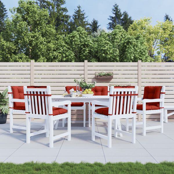 vidaXL Coussins de chaise &agrave; dossier bas lot de 6 rouge m&eacute;lang&eacute; tissu