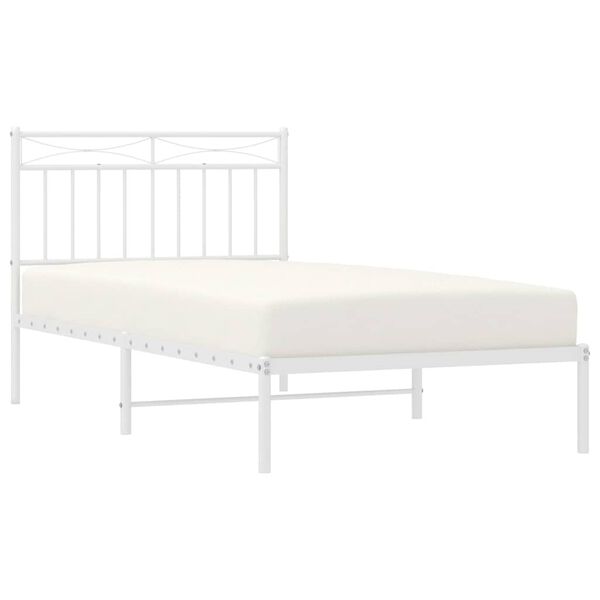 vidaXL Cadre de lit métal sans matelas et tête de lit blanc 100x190 cm