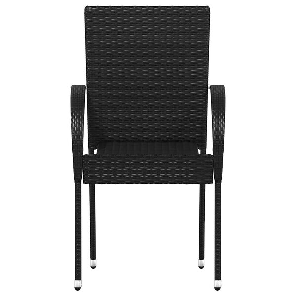 vidaXL Chaises empilables d'ext&eacute;rieur lot de 6 R&eacute;sine tress&eacute;e Noir