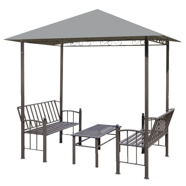 vidaXL Chapiteau de jardin avec table et bancs 2,5x1,5x2,4m Anthracite