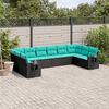 vidaXL Salon de jardin 10 pcs avec coussins noir r&eacute;sine tress&eacute;e