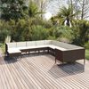 vidaXL Salon de jardin 11 pcs avec coussins R&eacute;sine tress&eacute;e Marron