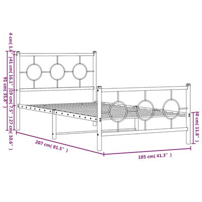 vidaXL Cadre de lit métal sans matelas et pied de lit blanc 100x200 cm