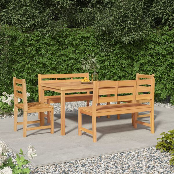 vidaXL Ensemble &agrave; manger de jardin 5pcs Bois de teck massif