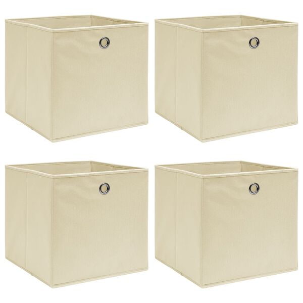 vidaXL Boîtes de rangement 4 pcs Crème 32x32x32 cm Tissu