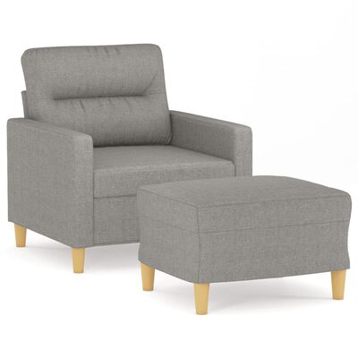 vidaXL Fauteuil avec repose-pied Gris clair 60 cm Tissu