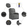 vidaXL Fauteuil inclinable de massage &eacute;lectrique gris cuir v&eacute;ritable