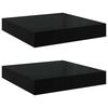 vidaXL &Eacute;tag&egrave;re murale flottante 2 pcs Noir brillant 23x23,5x3,8 cm MDF