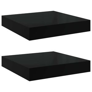 vidaXL &Eacute;tag&egrave;re murale flottante 2 pcs Noir brillant 23x23,5x3,8 cm MDF