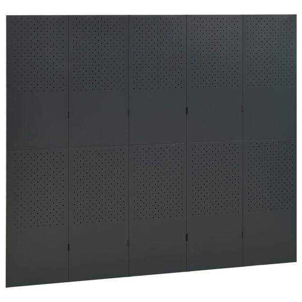 vidaXL Cloison de s&eacute;paration 5 panneaux Anthracite 200x180 cm Acier