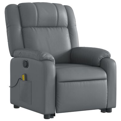 vidaXL Fauteuil inclinable de massage gris similicuir