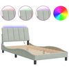 vidaXL Cadre de lit avec LED sans matelas Hanko gris clair 100x190 cm velours