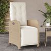 vidaXL Chaise inclinable de jardin et repose-pied beige r&eacute;sine tress&eacute;e