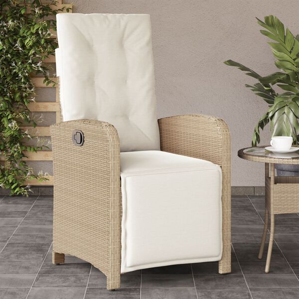 vidaXL Chaise inclinable de jardin et repose-pied beige r&eacute;sine tress&eacute;e