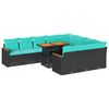 vidaXL Salon de jardin 11 pcs avec coussins noir r&eacute;sine tress&eacute;e