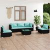 vidaXL Salon de jardin 6 pcs avec coussins R&eacute;sine tress&eacute;e Noir