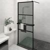 vidaXL Paroi de douche avec étagère Noir 80x195 cm Verre ESG&Aluminium