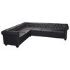 vidaXL Canap&eacute; d'angle Chesterfield 6 places noir similicuir