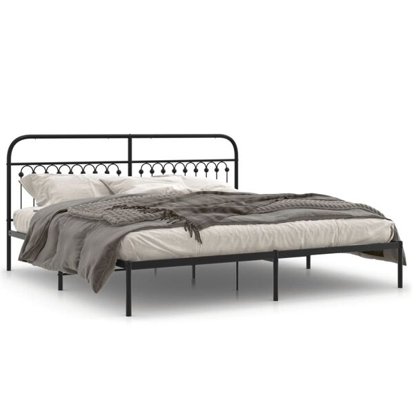 vidaXL Cadre de lit m&eacute;tal sans matelas avec t&ecirc;te de lit noir 193x203cm