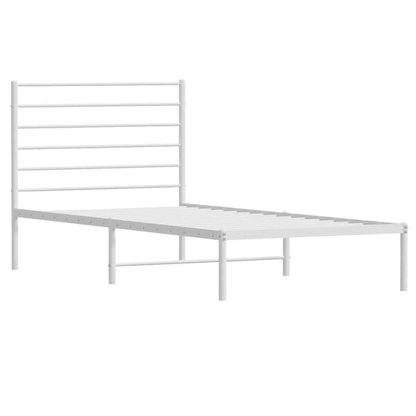 vidaXL Cadre de lit m&eacute;tal sans matelas et t&ecirc;te de lit blanc 100x190 cm