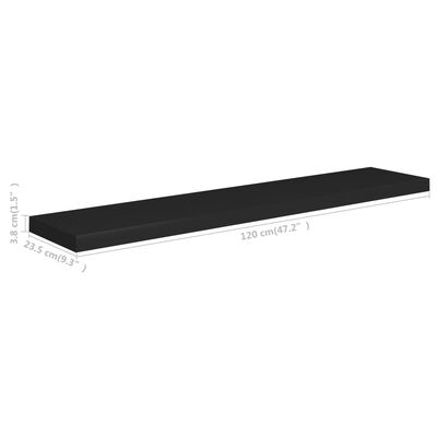 vidaXL Étagères murales flottantes 4 pcs noir 120x23,5x3,8 cm MDF