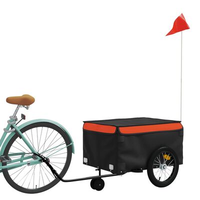 vidaXL Remorque de vélo noir et orange 45 kg fer