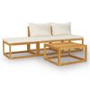 vidaXL Salon de jardin 4 pcs avec coussin Cr&egrave;me Bois d'acacia solide