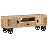 vidaXL Meuble TV avec roues 110x30x37 cm Bois de manguier brut