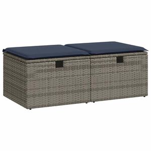 vidaXL Salon de jardin 2 pcs avec coussins gris r&eacute;sine tress&eacute;e acacia