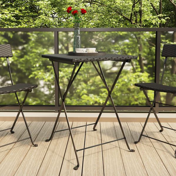 vidaXL Table de bistrot pliante Noir 55x54x71 cm R&eacute;sine tress&eacute;e