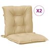 vidaXL Coussins de chaise &agrave; dossier bas lot de 2 beige m&eacute;lang&eacute; tissu