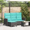 vidaXL Canap&eacute; de jardin inclinable coussins forme de L noir polyrotin