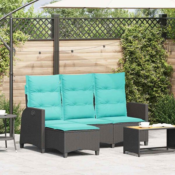 vidaXL Canap&eacute; de jardin inclinable coussins forme de L noir polyrotin