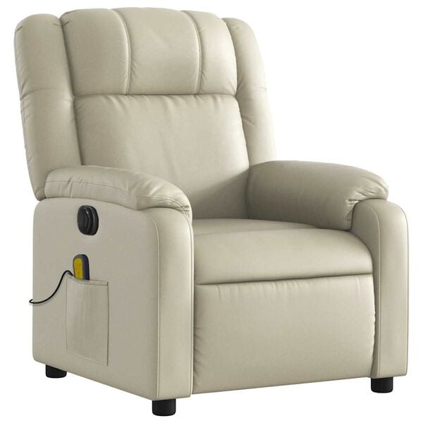 vidaXL Fauteuil inclinable de massage &eacute;lectrique cr&egrave;me similicuir