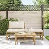 vidaXL Salon de jardin 3 pcs avec coussins blanc cr&egrave;me Bambou