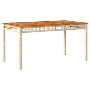 vidaXL Table de jardin beige 140x80x75 cm r&eacute;sine tress&eacute;e et acacia