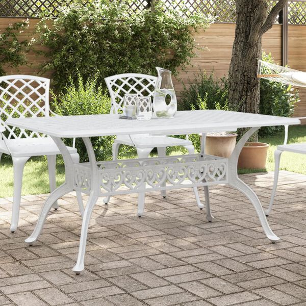 vidaXL Table de jardin blanc 150x90x72 cm aluminium coul&eacute;