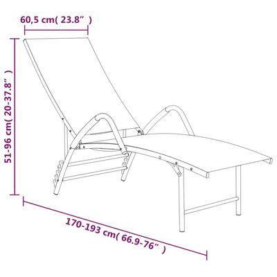 vidaXL Chaise longue Textilène et aluminium Crème