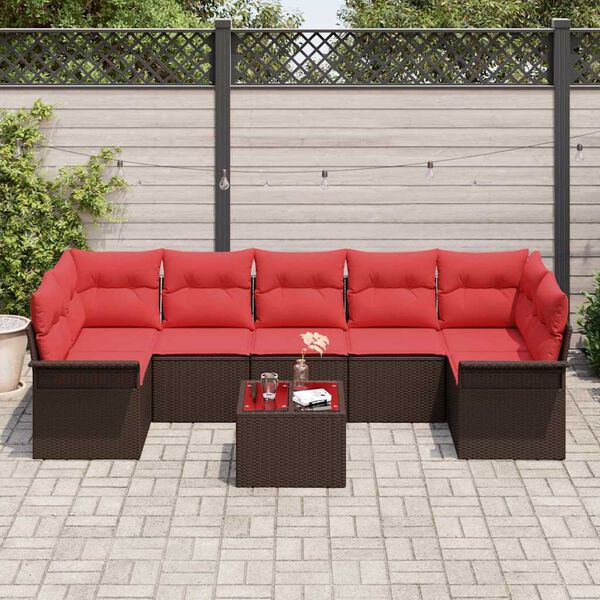 vidaXL Ensemble de canapé de jardin 8 pcs Marron polyrotin