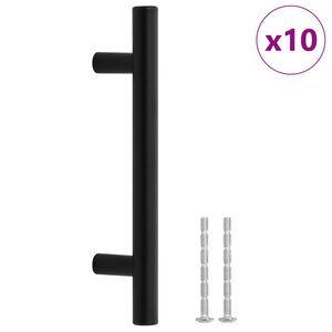 vidaXL Poign&eacute;es d'armoire 10 pcs noir 96 mm acier inoxydable