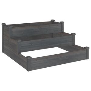 vidaXL Lit sur&eacute;lev&eacute; de jardin gris 120x120x56 cm bois massif de sapin