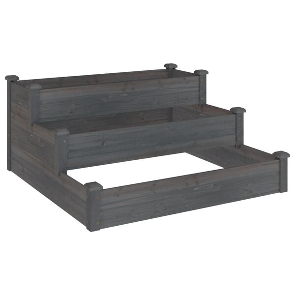 vidaXL Lit sur&eacute;lev&eacute; de jardin gris 120x120x56 cm bois massif de sapin