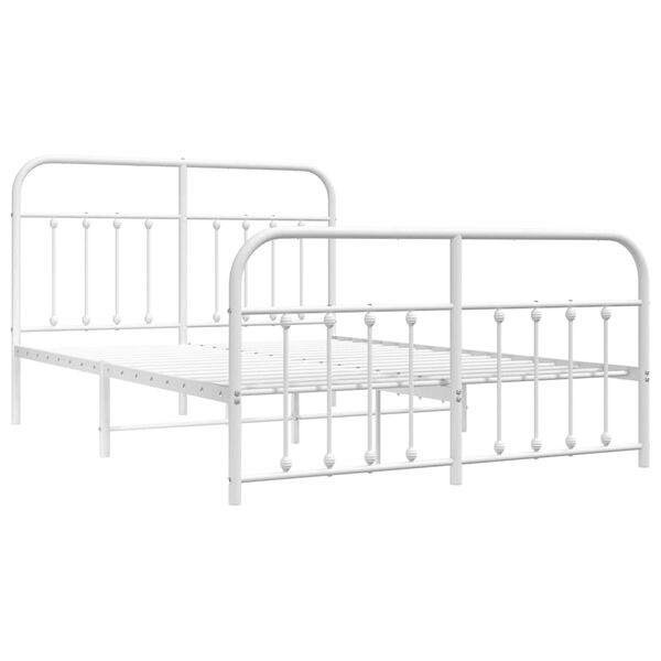 vidaXL Cadre de lit m&eacute;tal sans matelas et pied de lit blanc 150x200 cm