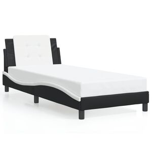 vidaXL Cadre de lit sans matelas Zadar noir et blanc 100x203 cm similicuir