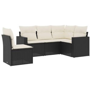 vidaXL Salon de jardin 5 pcs avec coussins noir r&eacute;sine tress&eacute;e