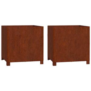 vidaXL Jardini&egrave;res avec pieds 2 pcs Rouill&eacute; 50x50x50 cm Acier corten