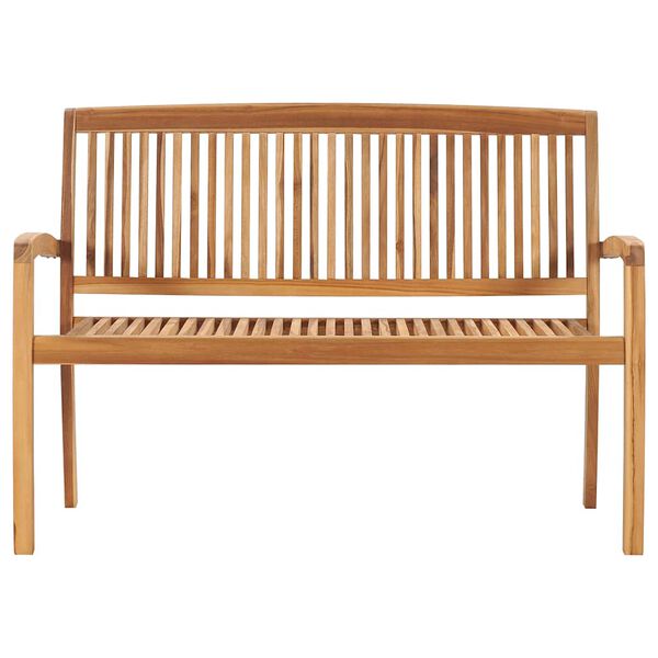 vidaXL Banc de jardin empilable et coussin 128,5cm Bois de teck massif