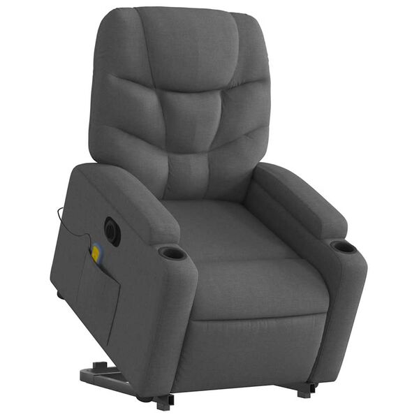 vidaXL Fauteuil inclinable de massage électrique gris foncé tissu