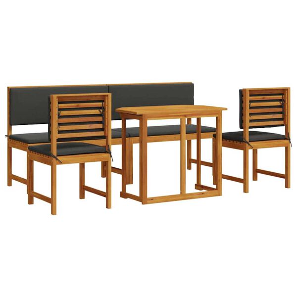vidaXL Ensemble bistro de jardin 5 pcs Marron Bois d'Acacia Massif