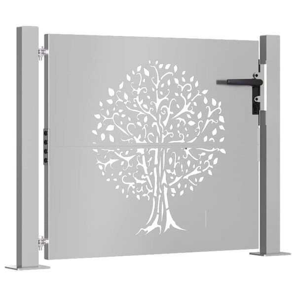 vidaXL Portail de jardin 100x75 cm en acier Corten motif arbre